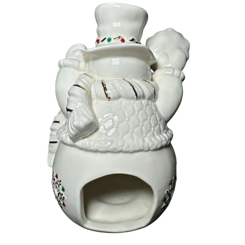 Snowman Ceramic Candle Holder Christmas Tealight‎ Luminary Holiday Décor 8